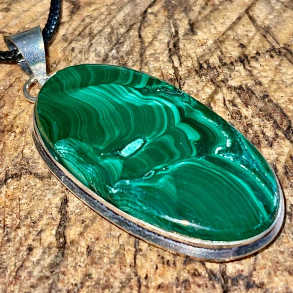 handmade & handcrafted gemstone jewelry Jewelry - Green Malachite Pendant 2”